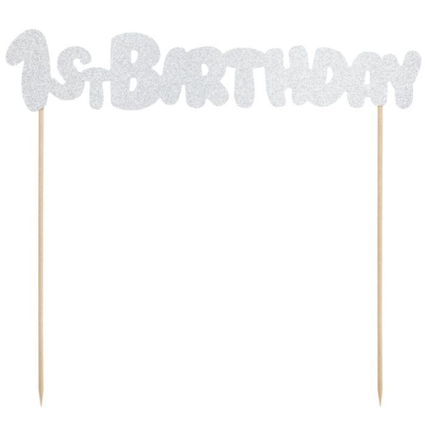 Cake Topper - 1st Birthday - Silber